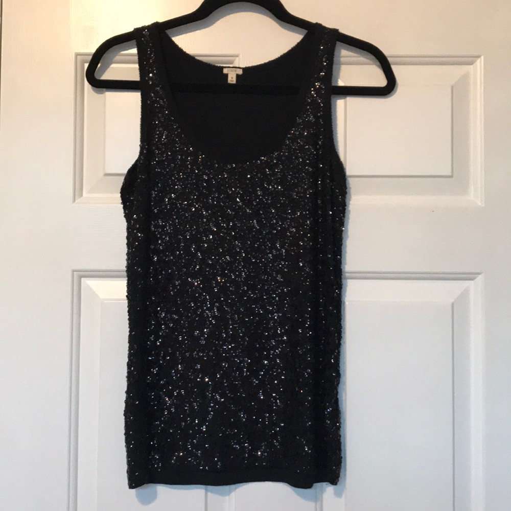 J. Crew sequin tank top, black, small